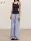 BASERANGE French organic cotton elastic stripe casual pants BAS-TROLE-PO-SU25-TW